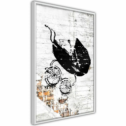 Paris Prix Affiche Murale Encadrée Banksy Baby Stroller 40 x 60 cm Blanc