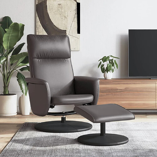 vidaXL Fauteuil inclinable avec repose-pied gris similicuir