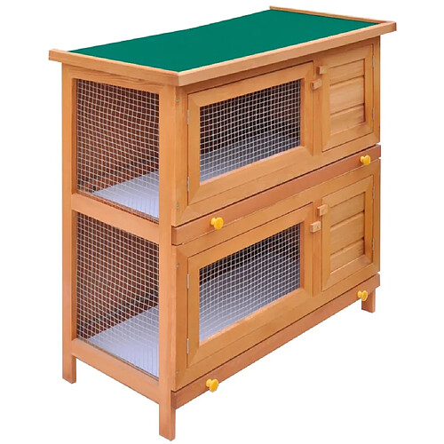 vidaXL Clapier d'extérieur Enclos pour petits animaux 4 portes Bois