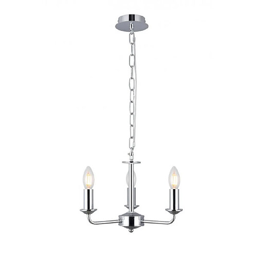 Luminaire Center Suspension Banyan Chrome poli 3 ampoules 34cm