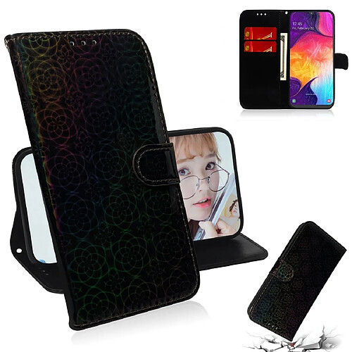 Wewoo Housse Coque Pour Galaxy A50 couleur unie boucle magnétique coloré horizontale étui en cuir PU avec titulaire et fentes cartes et portefeuille et lanière noir