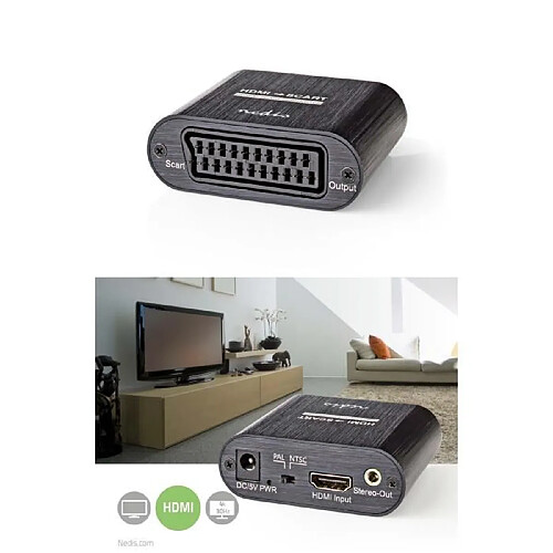 NEDIS Convertisseur HDMI /PERITEL entrée SCART PERITEL Femelle Une voie 480i 18 Gbps Métal Anthracite