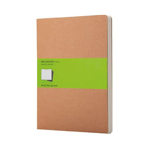 Set de 3 cahiers Moleskine kraft 19 x 25 cm ivoire sans quadrillage 120 pages