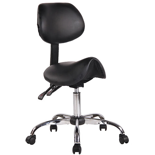 Decoshop26 Tabouret de travail avec assise en forme de selle cheval ajustable et pivotant PVC noir TABO10074