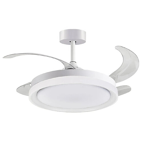 Ventilateur de plafond KIGALI blanc/blanc, 4 pales escamotables, 72W LED 3000|4000|6000K H35xP.108/50cm