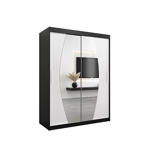 Abiks Meble Armoire Elypse à portes coulissantes 200/150/62 2 portes (noir/blanc)