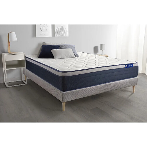 ACTISOM Ensemble matelas Latex+Mémoire de forme ACTILATEX MAX 180x200 cm Maxi épaisseur 7zones de confort + sommier KIT gris