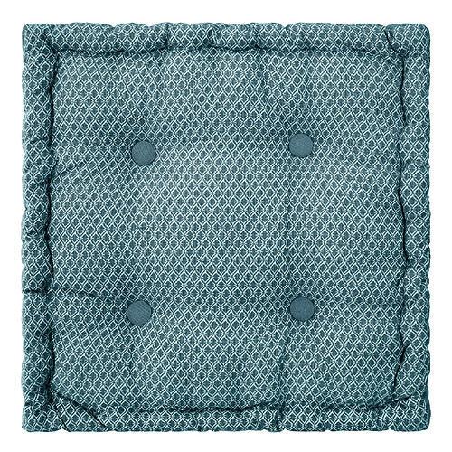 Atmosphera, Createur D'Interieur Coussin de sol carré en coton à motif Otto - 38 x 38 - Bleu Canard