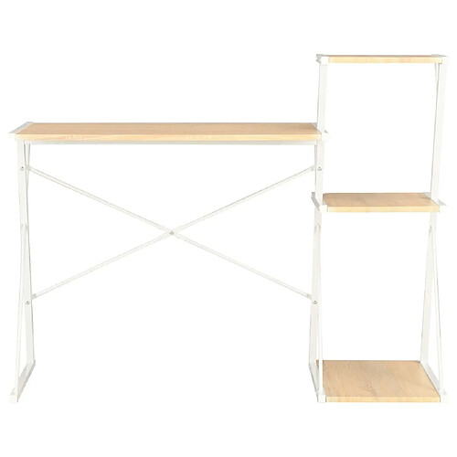 Maison Chic Bureau solide,Table de travail,Bureau d'ordinateur avec étagère Blanc et chêne 116x50x93 cm -GKD39090