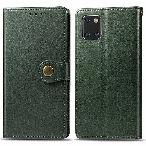 Wewoo Housse Coque Pour Galaxy Note10 Lite / A81 / M60s Boucle en cuir de couleur unie rétro de protection téléphone portable avec cadre photo et fente carte et portefeuille et fonction de support vert