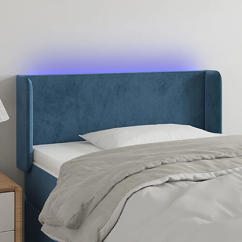 vidaXL Tête de lit à LED Bleu foncé 93x16x78/88 cm Velours