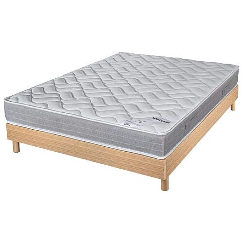 Ebac Matelas et sommier 140x190 Mousse - Maryland - Soutien ferme - Sommier en kit - Chêne