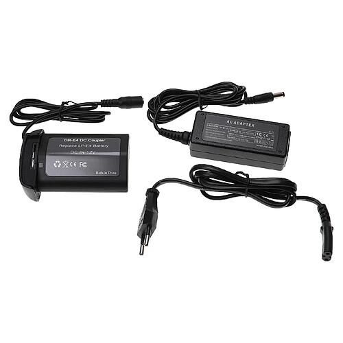 vhbw Bloc d'alimentation, chargeur adaptateur compatible avec Canon EOS 1D X Mark II, 1DX appareil photo, caméra vidéo - Câble 2m, coupleur DC