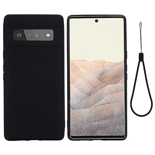 Coque en silicone, antichoc avec sangle noir pour votre Google Pixel 6 Pro