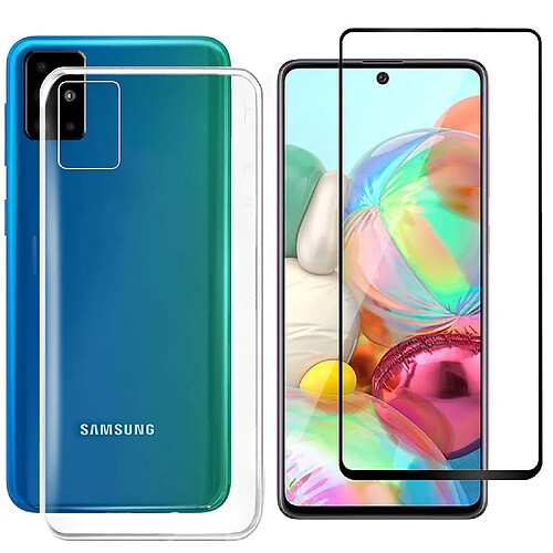 Xeptio Protection intégrale 360 degres Samsung Galaxy A71 2020 : Coque Gel de Protection en TPU Invisible arrière Transparente ET Protection écran Full Cover Noir - Accessoires Pochette