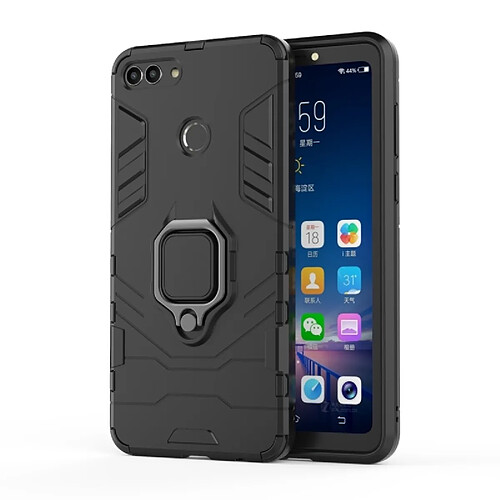 Wewoo Coque Housse de protection antichoc PC + TPU pour HuY9 2018, avec support d'anneau magnétique (noir)