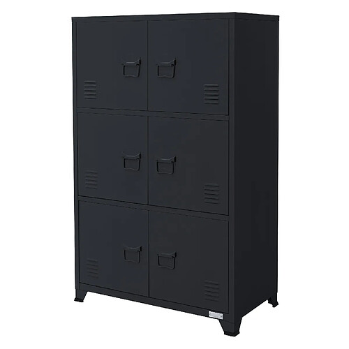 ML DESIGN MODERN LIVING Armoire Bureau Anthracite 75x40x120cm Acier Classement 3 Compartiments 6 Portes