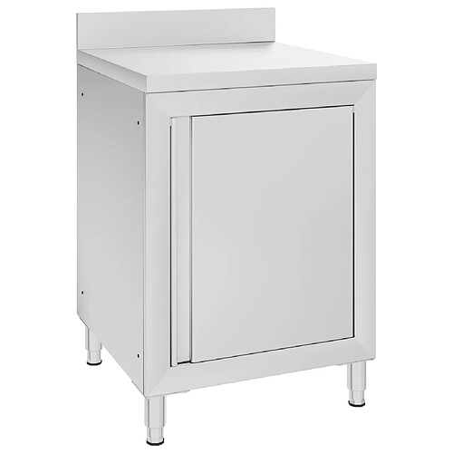 Helloshop26 Table de travail commerciale avec armoire 60 x 60 x 96 cm acier inoxydable 02_0001903