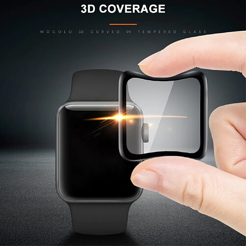 Protecteur écran en verre trempé Bords en fibre de carbone souple 3D pleins noir pour votre Apple Watch Series 4 44mm