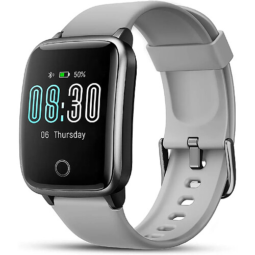 Chrono Montre Connectée,Montre Intelligente Femmes Homme Etanche IP69, Bracelet Connecté SMS Message, Smartwatch Sport GPS Cardio Fitness Tracker d'Activité Podometre Calories pour Android iPhone,Gris