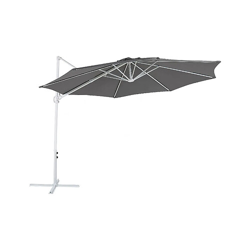 Beliani Parasol en porte-à-faux gris foncé et blanc d 2,95 m SAVONA II