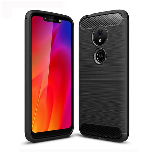 Wewoo Coque en TPU texturée et fibre de carbone pour Motorola Moto G7 Play (Noir)