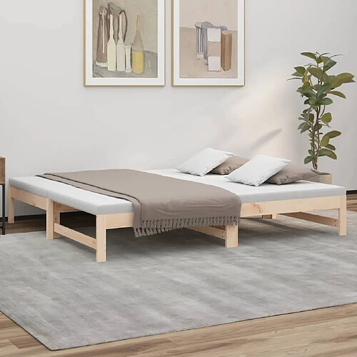 vidaXL Lit coulissant sans matelas 2x(90x190) cm Bois de pin massif