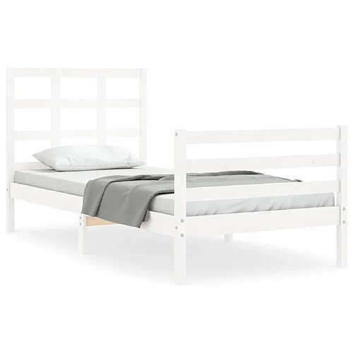 Maison Chic Cadre/structure de lit avec tête de lit pour adulte - Lit Moderne Chambre blanc simple bois massif -MN64127