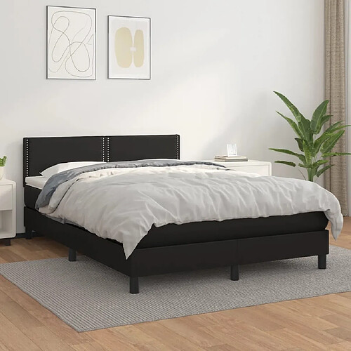 Maison Chic Lit Adulte - Lit simple Lit à sommier tapissier avec matelas moelleux - Meuble de Chambre - Noir 140x200 cm Similicuir -MN86423