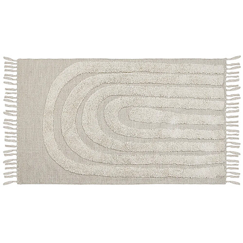 Beliani Tapis en coton beige clair 80 x 150 cm HAKKARI