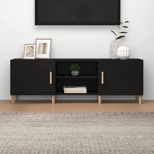 vidaXL Meuble TV Noir 150x30x50 cm Bois d'ingénierie