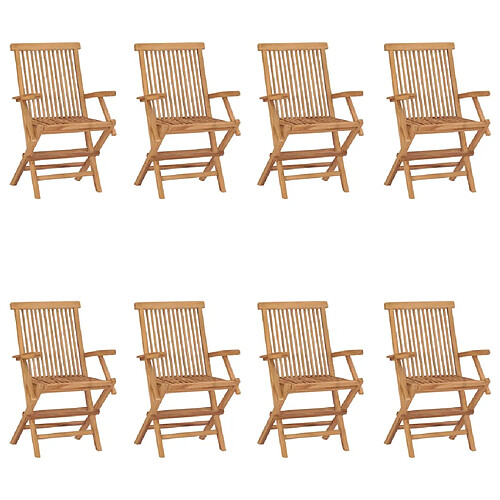 vidaXL Chaises pliables de jardin lot de 8 Bois de teck solide