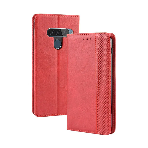 Wewoo Housse Coque Étui en cuir à boucle magnétique avec rétro pour Crazy Horse Texture horizontale LG G8S ThinQavec porte-carte et fentes cartes et cadre photo Rouge