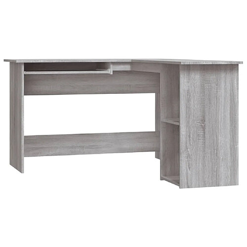 Helloshop26 Bureau table poste de travail meuble d'ordinateur informatique étude d'angle sonoma 120 x 140 x 75 cm bois d'ingénierie gris 02_0023694