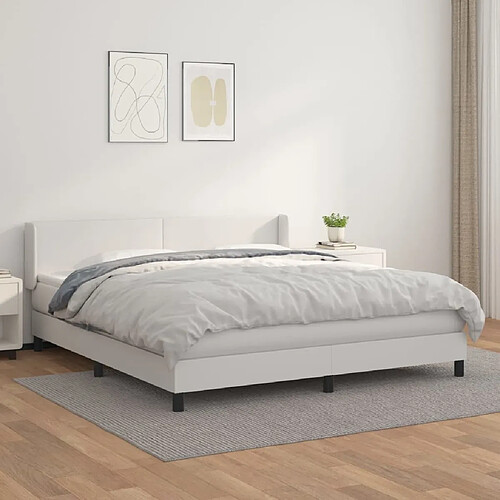 Maison Chic Lit Adulte - Lit simple Lit à sommier tapissier avec matelas moelleux - Meuble de Chambre Blanc 180x200cm Similicuir -MN56885