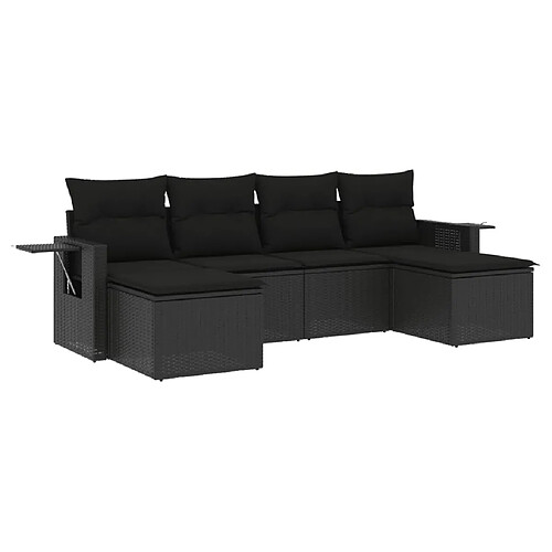 Maison Chic Salon de jardin 6 pcs avec coussins | Ensemble de Table et chaises | Mobilier d'Extérieur noir résine tressée -GKD93844