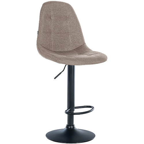 Decoshop26 Tabouret de bar x1 avec repose-pieds hauteur réglable pivotant assise en tissu taupe cadre métallique noir 10_0004842