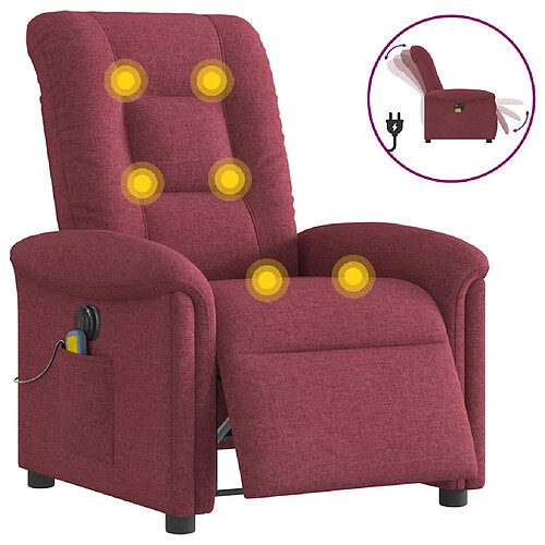 vidaXL Fauteuil de massage inclinable électrique Rouge bordeaux Tissu