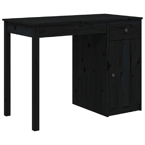 Maison Chic Bureau,Table de travail pour chambre Noir 100x50x75 cm Bois massif de pin -GKD33391