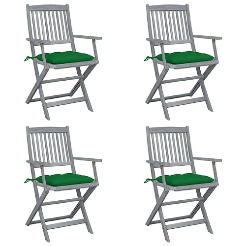 Maison Chic Lot de 4 Chaises pliables d'extérieur avec coussins | chaises de jardin | Fauteuil Relax Bois d'acacia -GKD76858