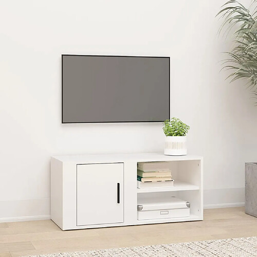 vidaXL Meuble TV Blanc 80x31,5x36 cm Bois d'ingénierie