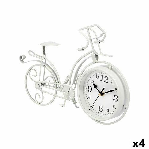 Gift Decor Horloge de table Bicyclette Blanc Métal 33 x 22,5 x 4,2 cm (4 Unités)