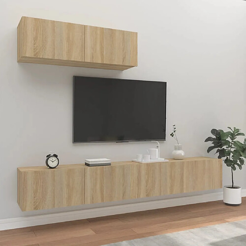 vidaXL Ensemble de meubles TV 3 pcs Chêne sonoma Bois d'ingénierie