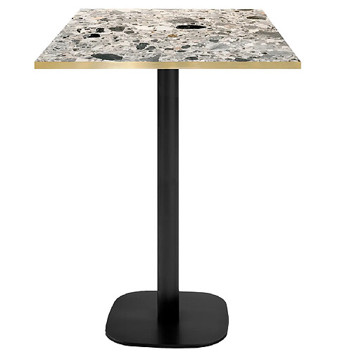 Restootab Mange-debout 60x60cm - modèle Round terrazzo cepp chants laiton