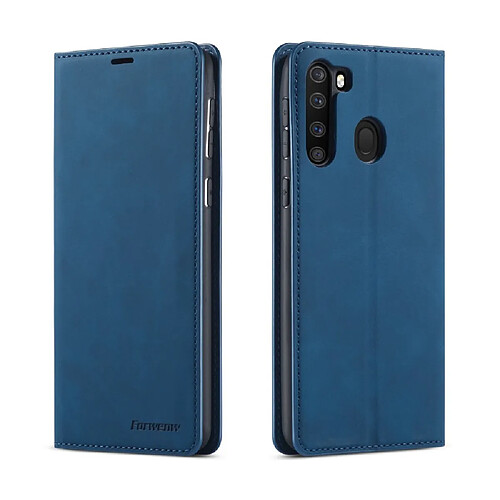 Etui en PU toucher soyeux bleu pour votre Samsung Galaxy A21