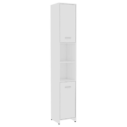 Maison Chic Armoire de salle de bain,Meuble de rangement,Meuble haut Blanc 30x30x183,5 cm Aggloméré -GKD938788