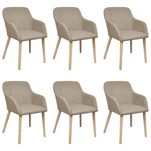 vidaXL Chaises à manger lot de 6 beige tissu et chêne massif