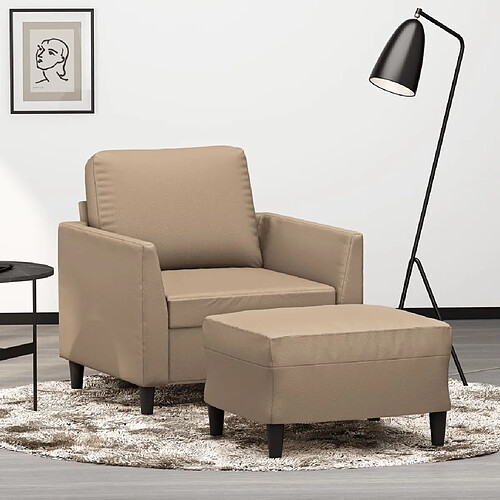 Maison Chic Fauteuil et repose-pieds,Fauteuil luxe pour relax Cappuccino 60 cm Similicuir -MN78785