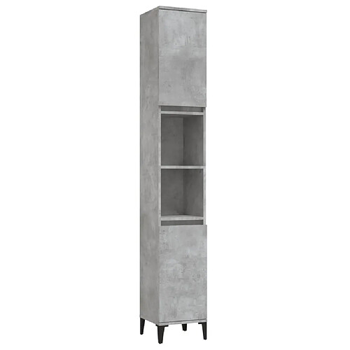 Maison Chic Armoire de salle de bain,Meuble de rangement,Meuble haut gris béton 30x30x190 cm -GKD335457