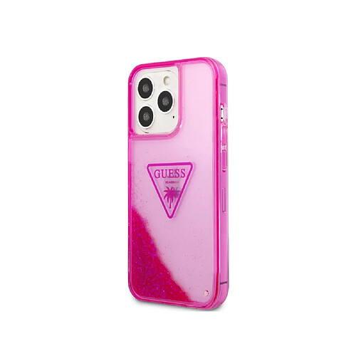 Guess Maroquinerie Guess Coque pour Apple iPhone 14 Pro Glitter Palm à paillettes Rose